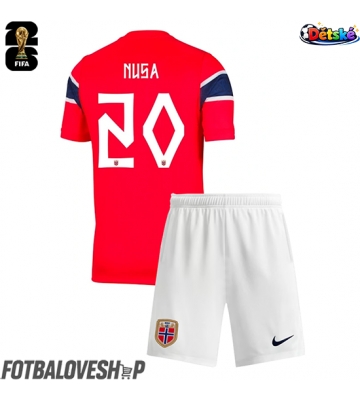 Norsko Antonio Nusa #20 Dětské Domácí Dres MS 2026 Krátký Rukáv (+ trenýrky)